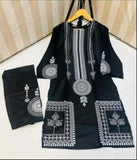 2 Pcs Women’s Stitched Saphire Print Linen Casual Wear For Women