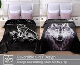 JYK Silky Soft Plush Warm Blanket - Moon Wolf/Wolf Moon
