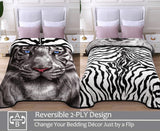 JYK Silky Soft Plush Warm Blanket - White Face Tiger