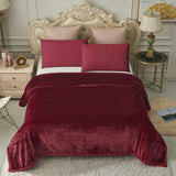 JYK Silky Soft Plush Warm Blanket - Solid - Burgundy