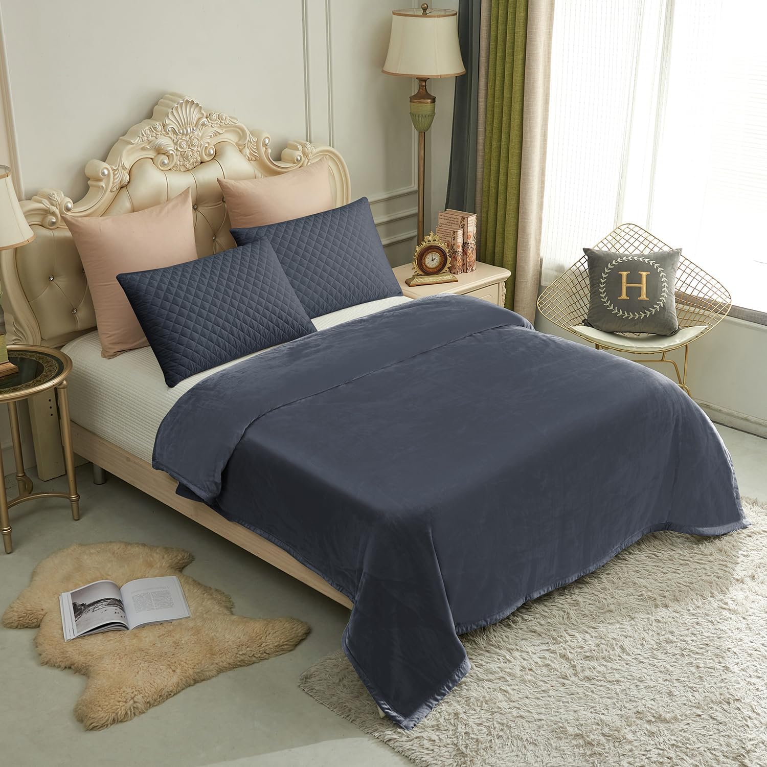 JYK Silky Soft Plush Warm Blanket - Solid-dark Grey
