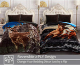 JYK Silky Soft Plush Warm Blanket - Horse/Reindeer