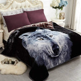 JYK Silky Soft Plush Warm Blanket - Dark Wolf/Wolf