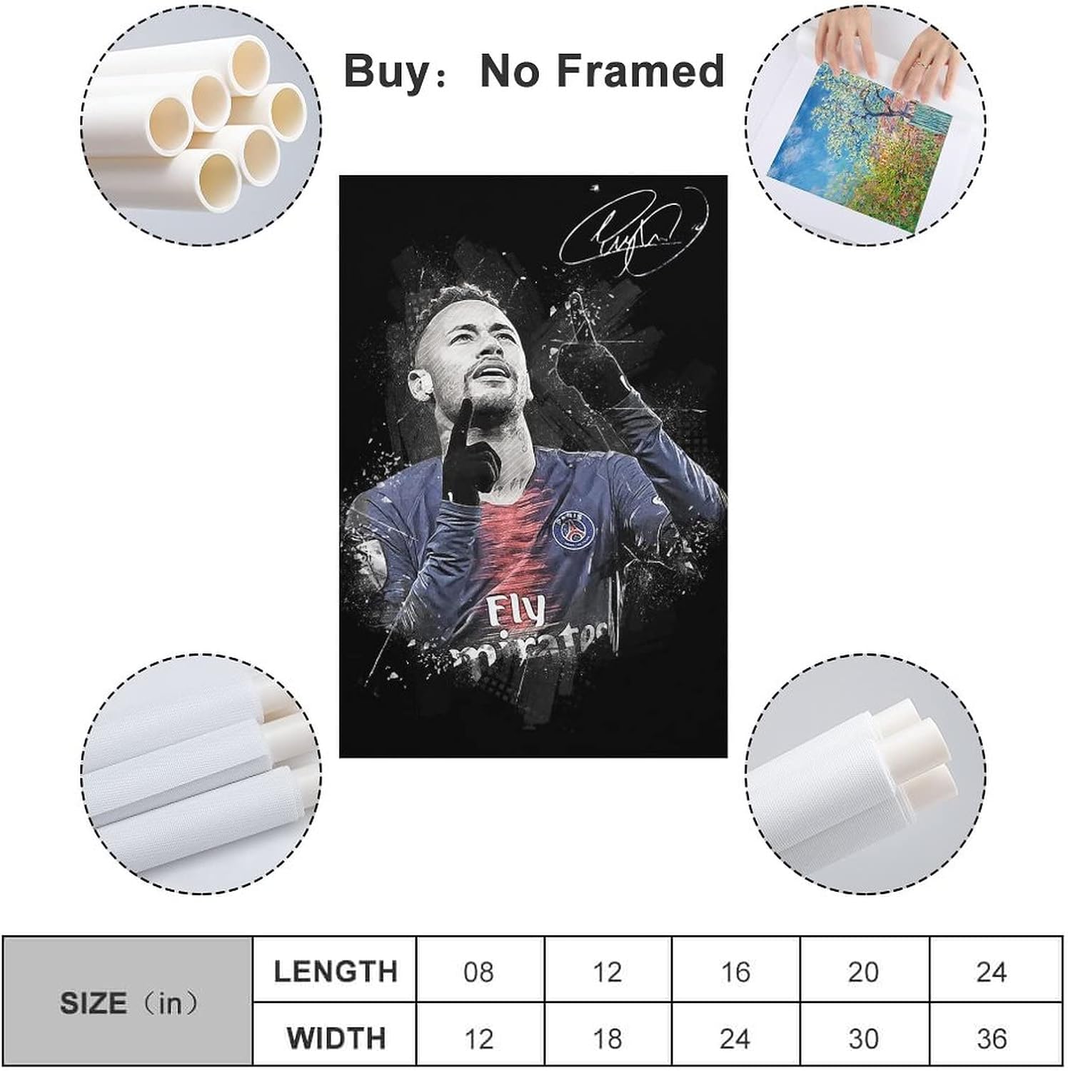 Neymar Poster 1 Wall Art Canvas Print Poster
