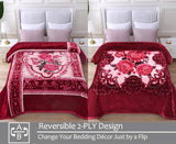 JYK Silky Soft Plush Warm Blanket - Rose/Burgundy