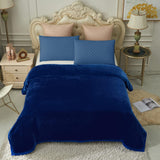 JYK Silky Soft Plush Warm Blanket - Solid - Navy