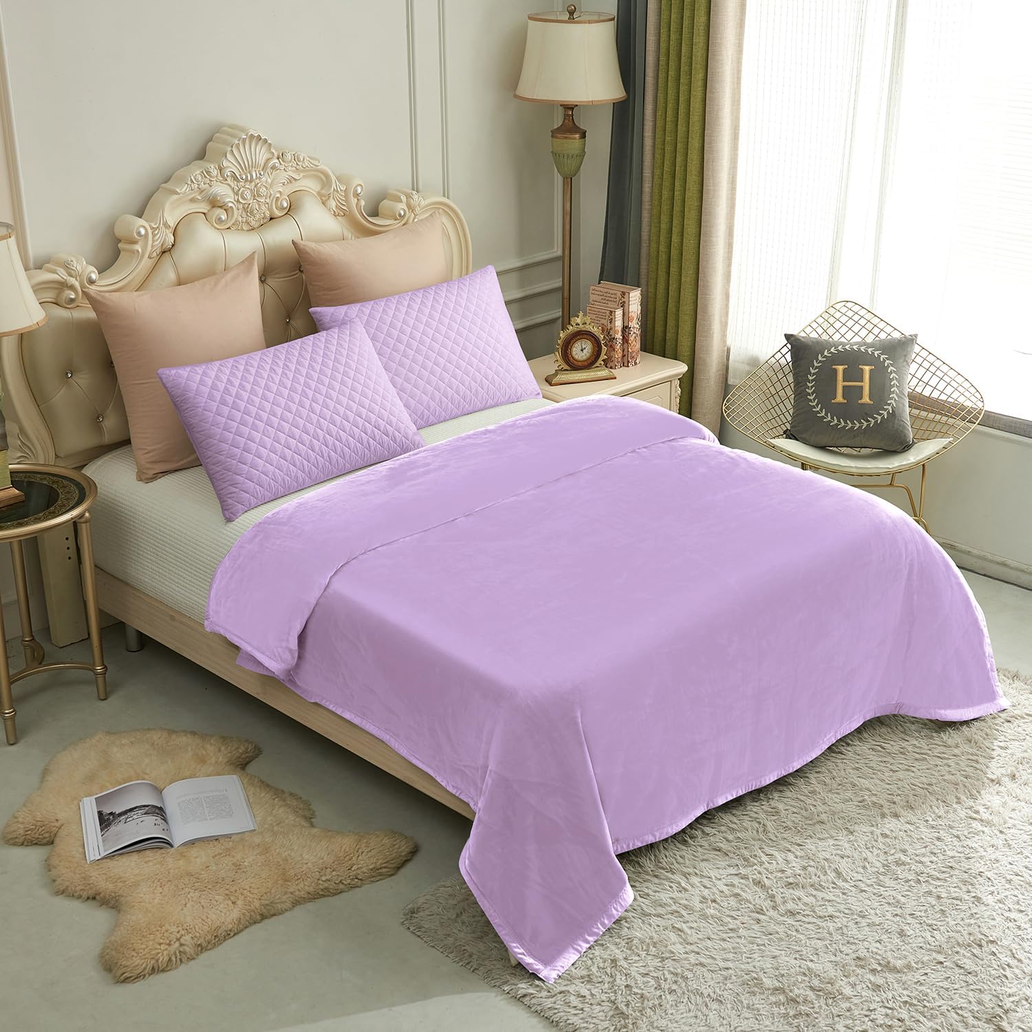 JYK Silky Soft Plush Warm Blanket - Solid-light Purple