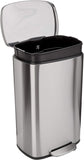 Smudge Resistant Rectangular Trash Can With Soft-Close Foot Pedal