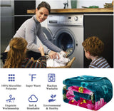JYK Silky Soft Plush Warm Blanket - 1 Ply-teal Rose