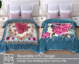 JYK Silky Soft Plush Warm Blanket - Purple Peony/ Red Peony