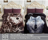 JYK Silky Soft Plush Warm Blanket - Dark Wolf/Wolf