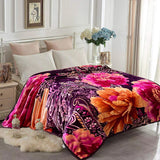 JYK Silky Soft Plush Warm Blanket - Purple Floral