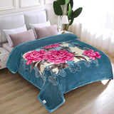 JYK Silky Soft Plush Warm Blanket - Purple Peony/ Red Peony