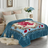 JYK Silky Soft Plush Warm Blanket - Flower/Light Blue