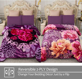 JYK Silky Soft Plush Warm Blanket - Purple Floral