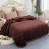 JYK Silky Soft Plush Warm Blanket - brown