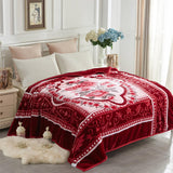 JYK Silky Soft Plush Warm Blanket - Flower/Burgundy