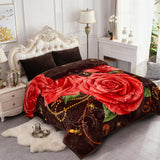 JYK Silky Soft Plush Warm Blanket - Rose/Brown
