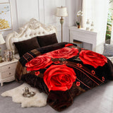 JYK Silky Soft Plush Warm Blanket - Rose/Brown