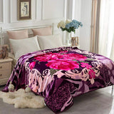 JYK Silky Soft Plush Warm Blanket - Purple Floral